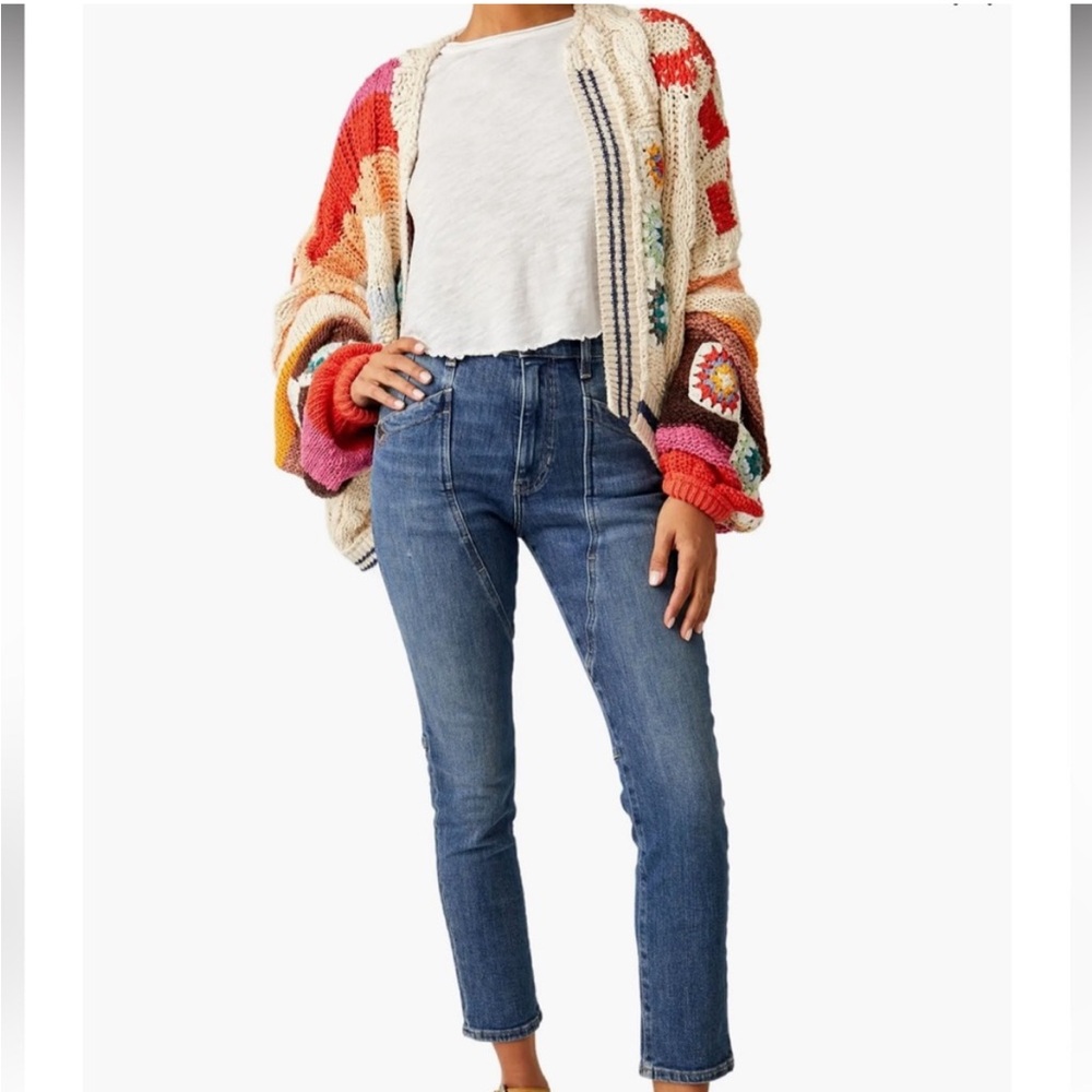 FREE PEOPLE NWT Beacon Mid Rise Slim Crop Jeans Wilder Blue Size 28